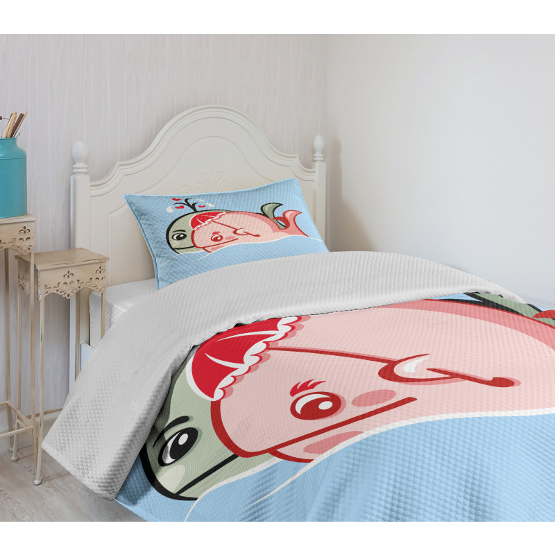 Whale Couple Bedspread Set
