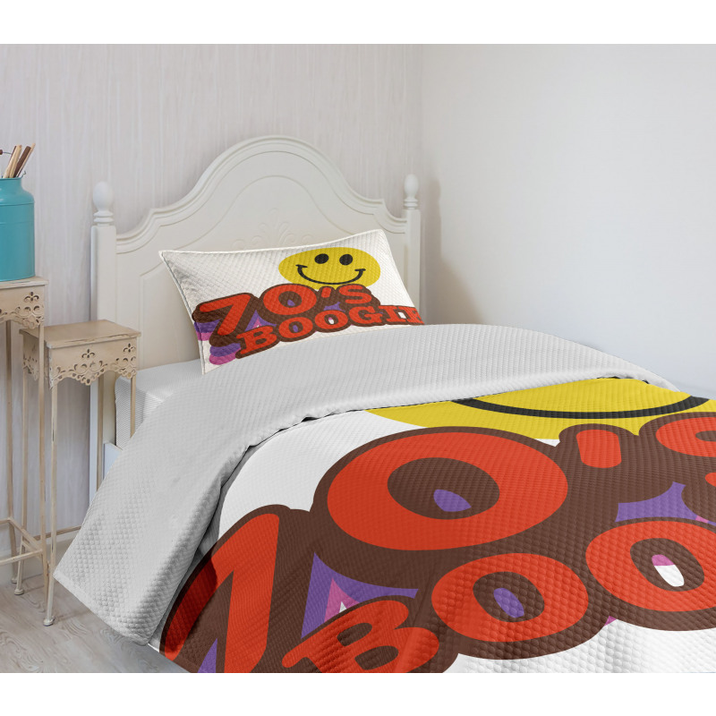 70s Boogie Funny Emoticon Bedspread Set