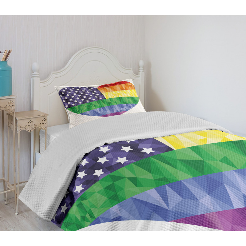 Heart Gay Flag Rainbow Art Bedspread Set