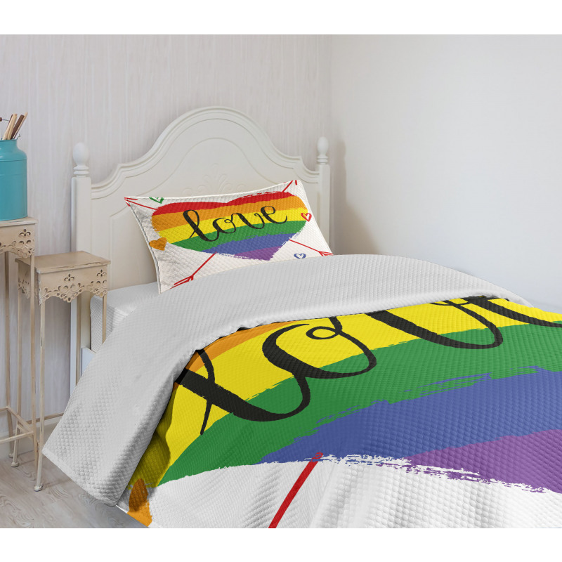 Heart Arrows Love Doodle Bedspread Set