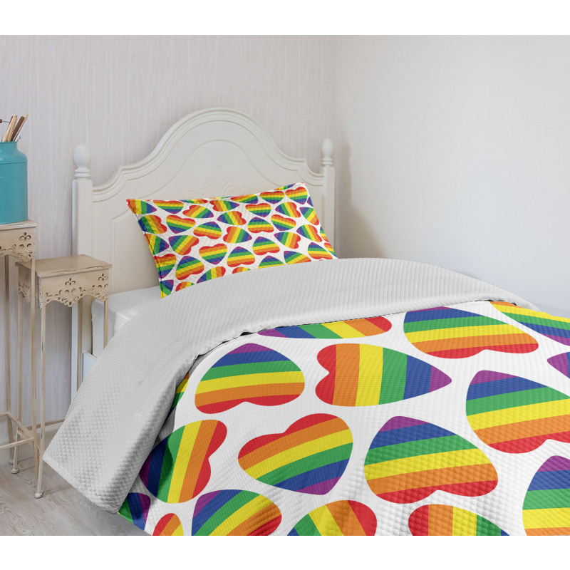 Colorful Heart Bedspread Set