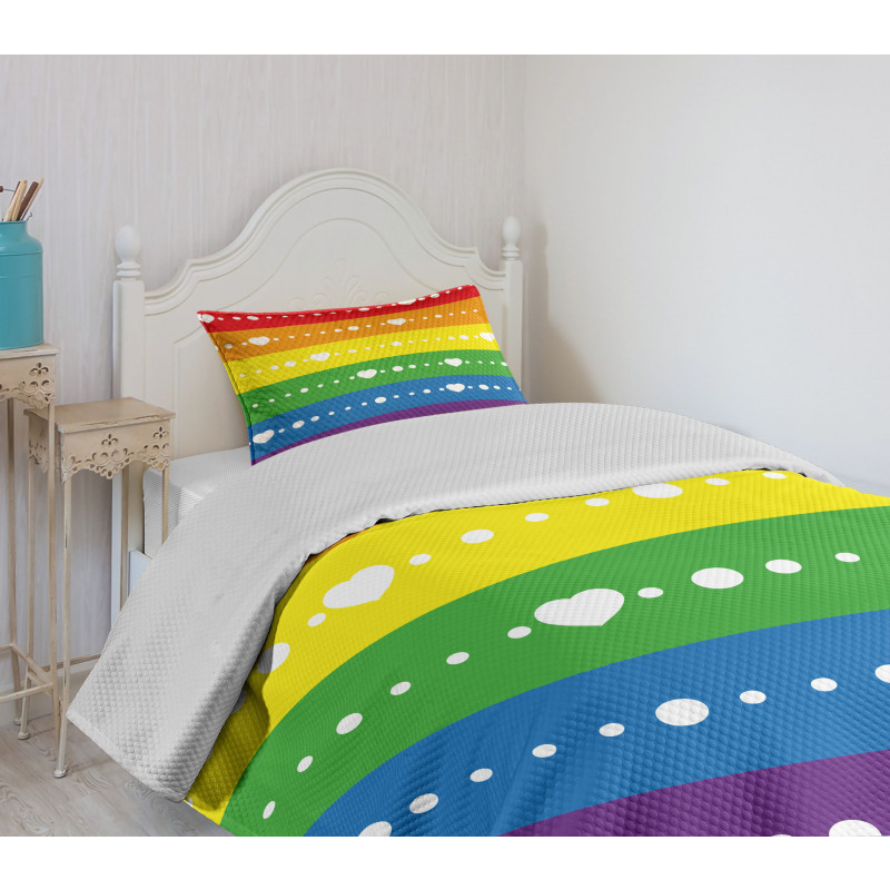 Gay Pride Flag Dots Bedspread Set