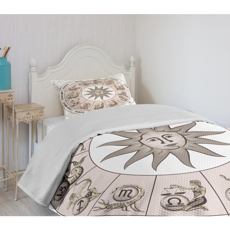 Circle of Zodiac Sign Bedspread Set