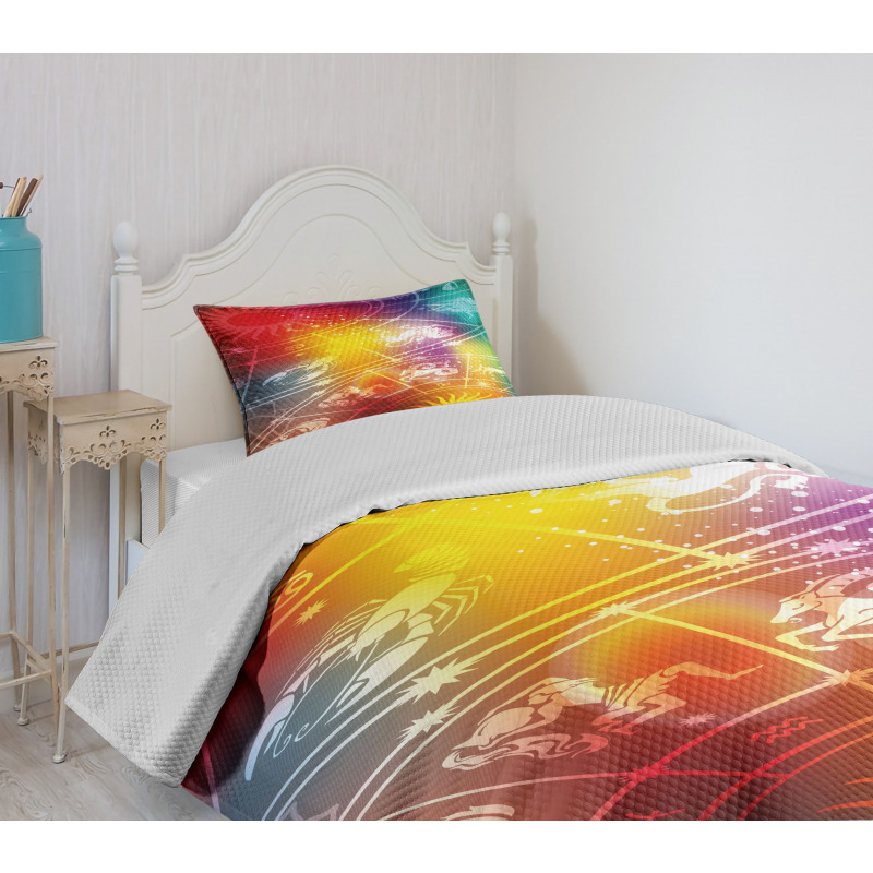 Rainbow Colored Chart Bedspread Set