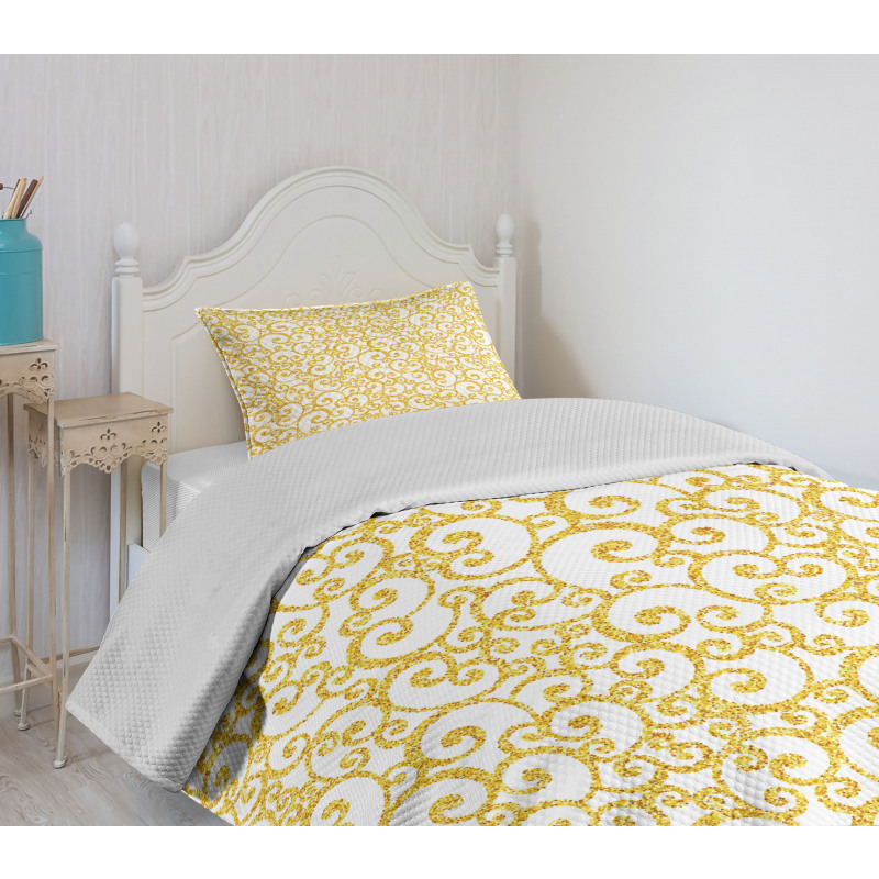 Swirling Lines Floral Bedspread Set