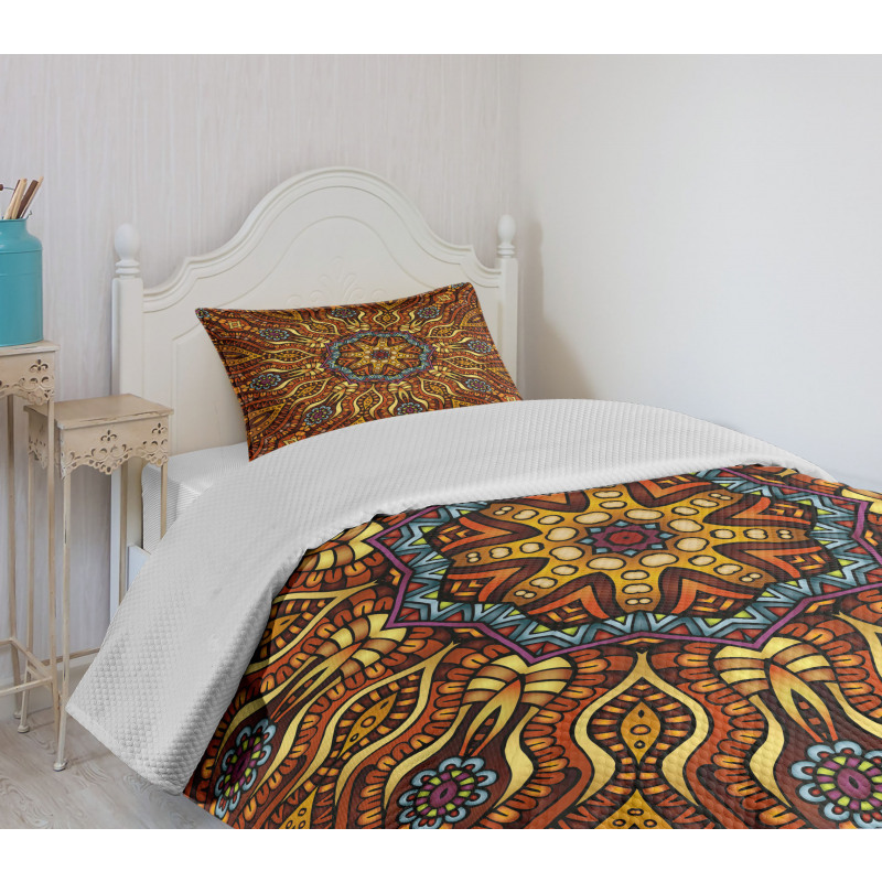 Warm Colored Design Boho Bedspread Set