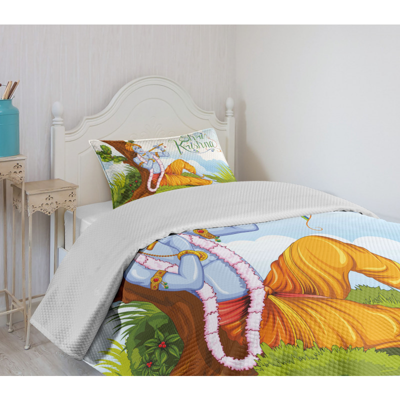 Playing Flute Forest Bedspread Set