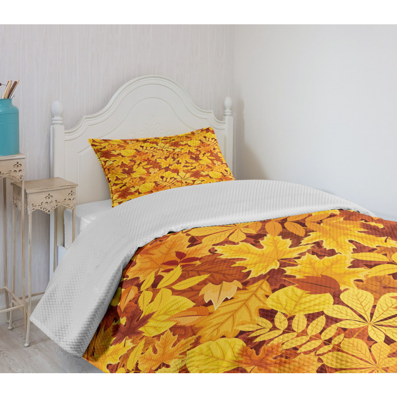 Shady Fall Oak Maple Leaf Bedspread Set