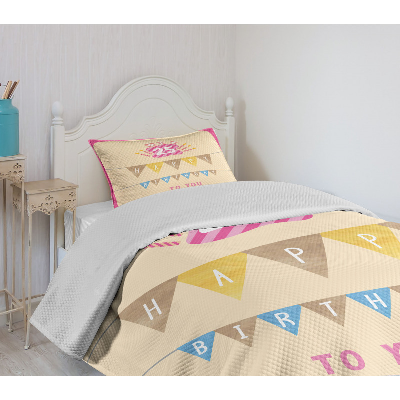 Flags Pink Frame Bedspread Set