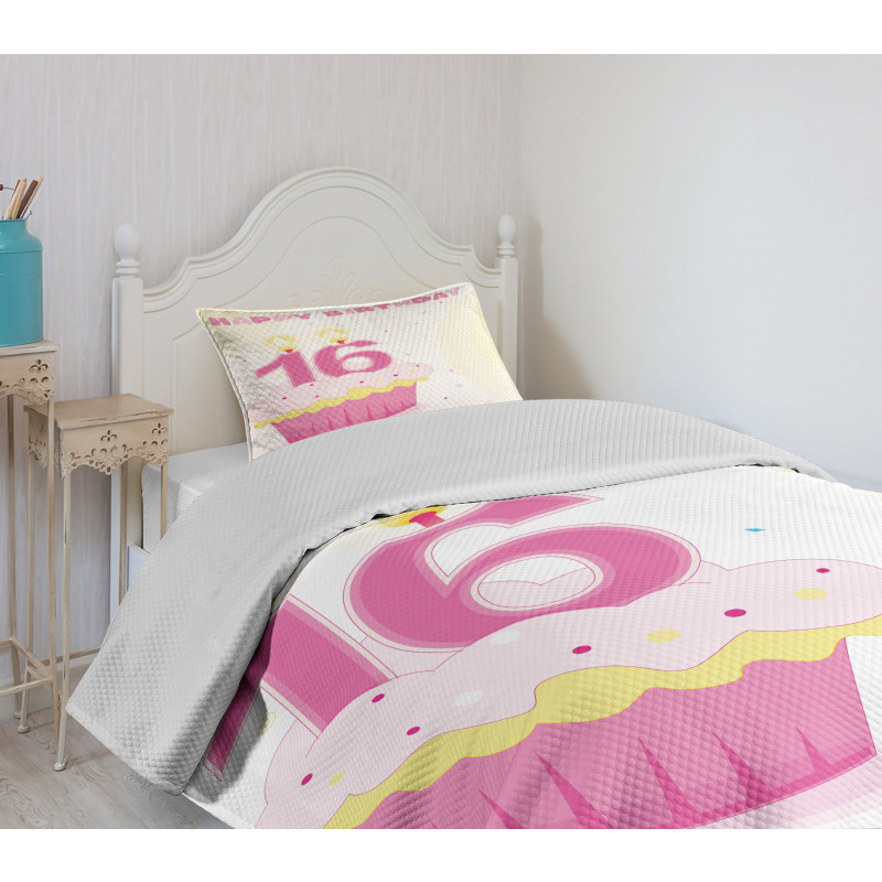 Cupcake Candle Girls Bedspread Set