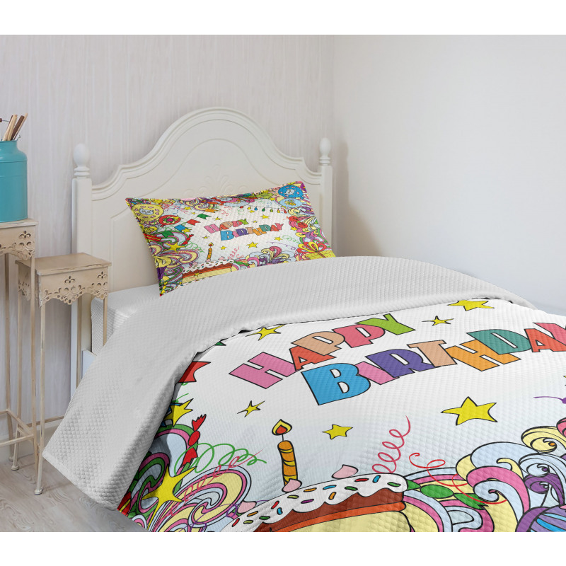 Colorful Cartoon Party Bedspread Set