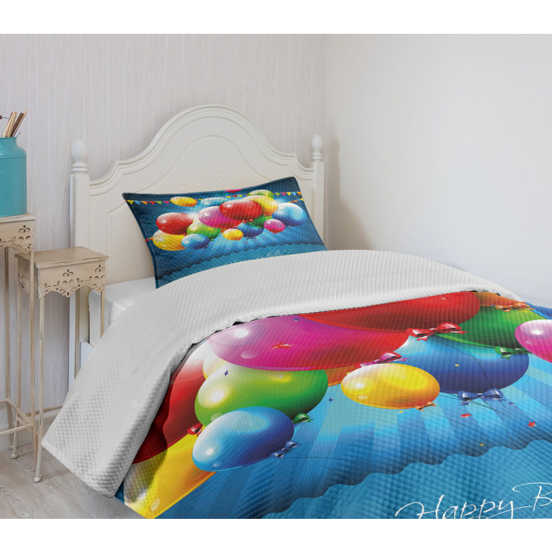 Vibrant Colored Balloons Bedspread Set