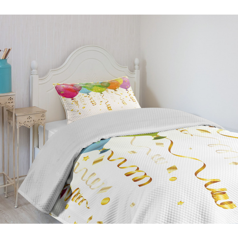 3D Balloons Rain Bedspread Set