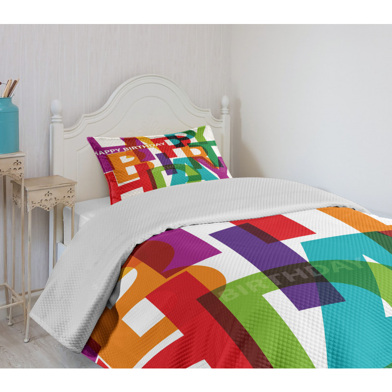 Broken Text Graphic Bedspread Set