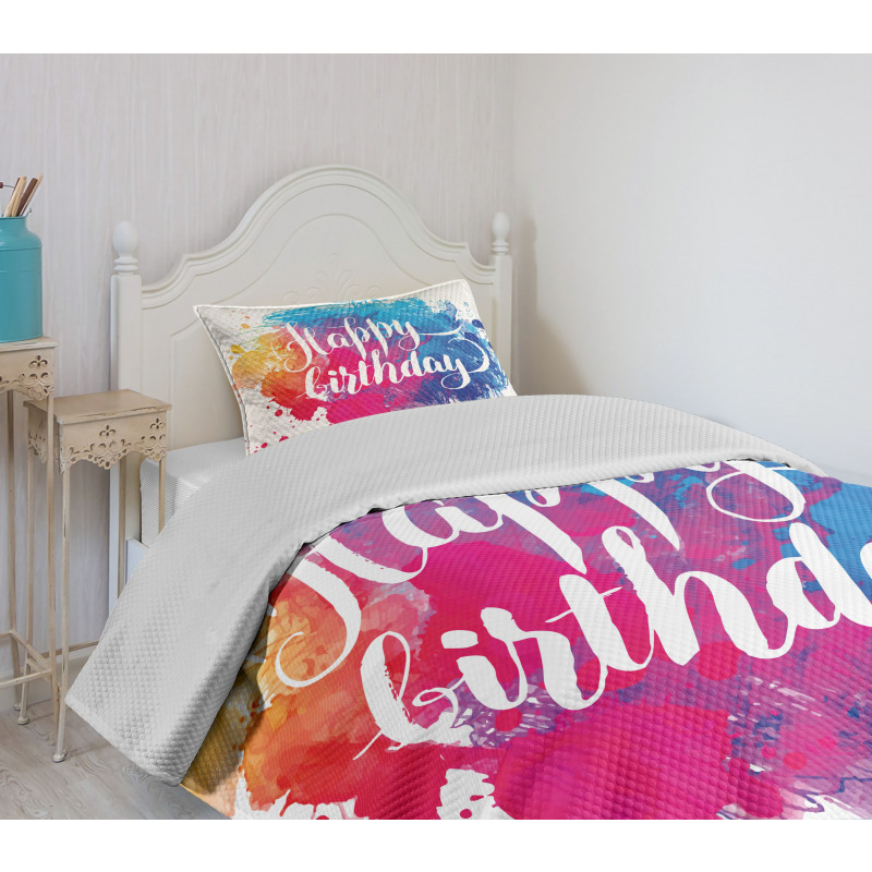 Birthday Message Colorful Bedspread Set