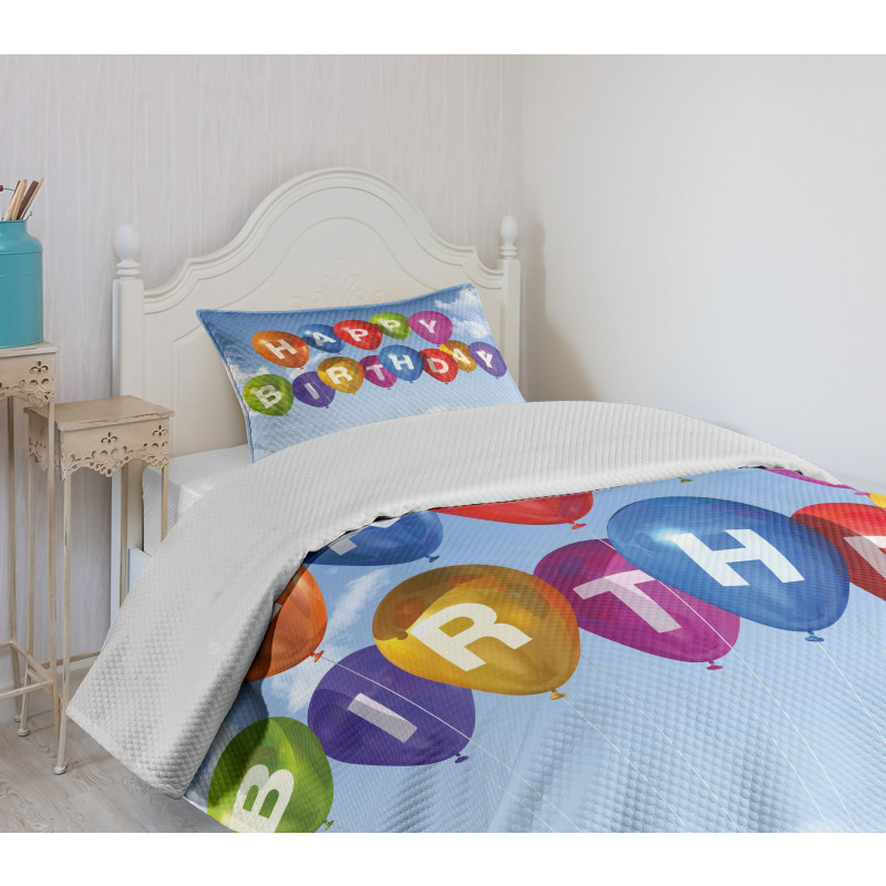 Balloons Letters Sky Bedspread Set