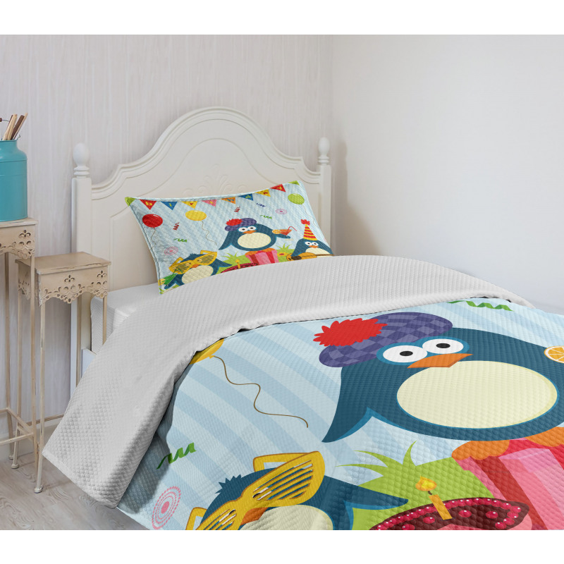 Birthday Penguin Bedspread Set