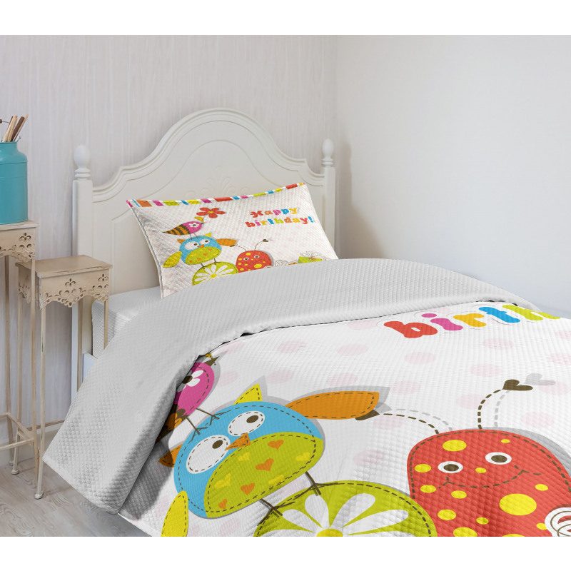 Birthday Owls Birds Bedspread Set