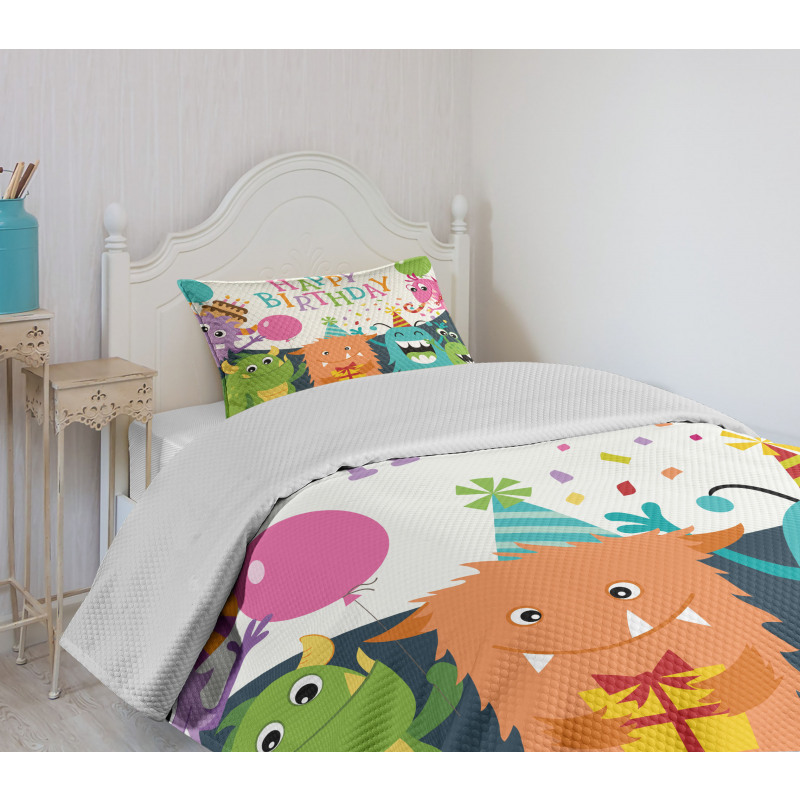 Monster Birthday Bedspread Set