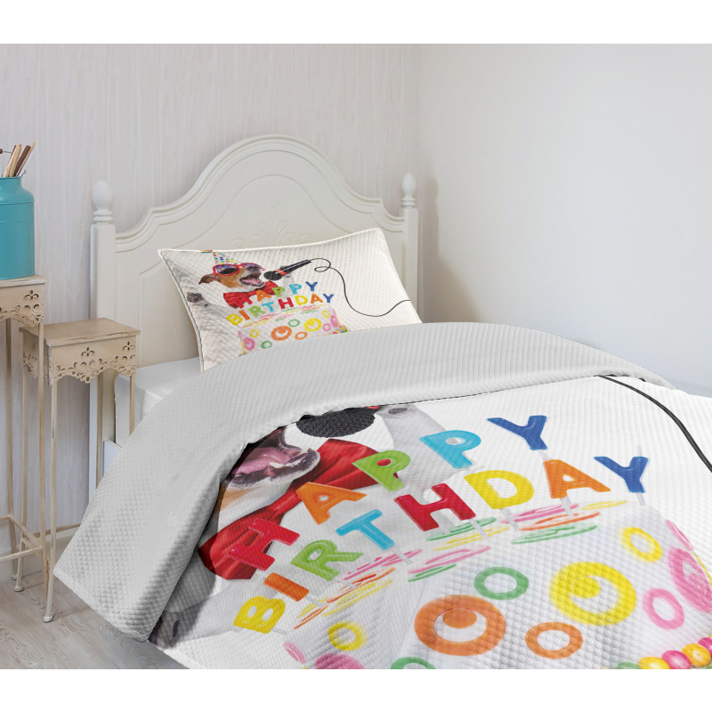 Birthday Music Dog Bedspread Set