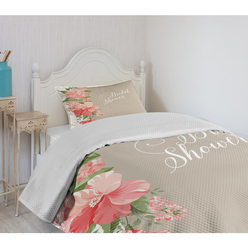 Floral Wedding Frame Bedspread Set