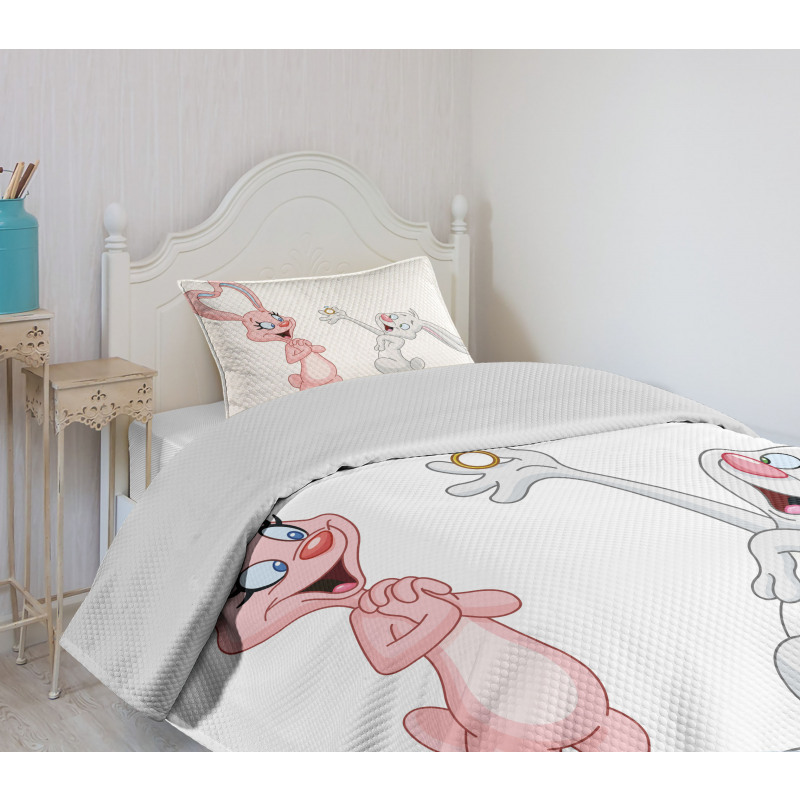 Rabbits Wedding Bedspread Set