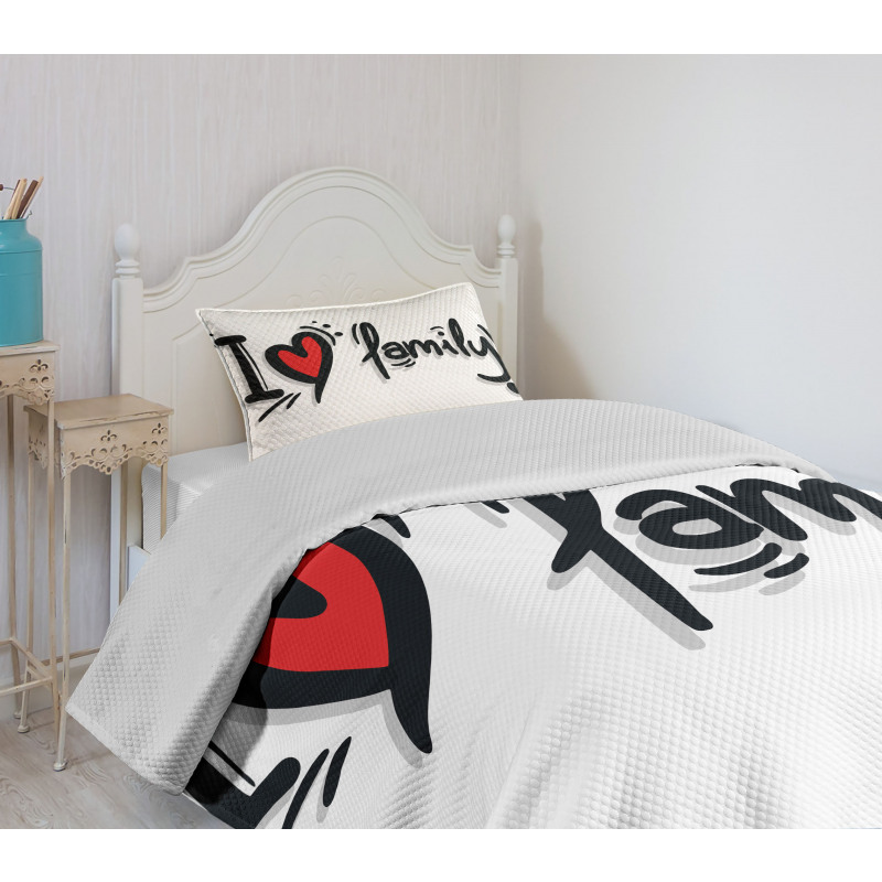 I Heart Family Pictogram Bedspread Set