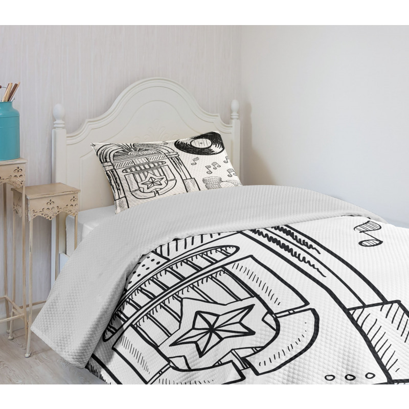 Music Box Notes Coins Bedspread Set