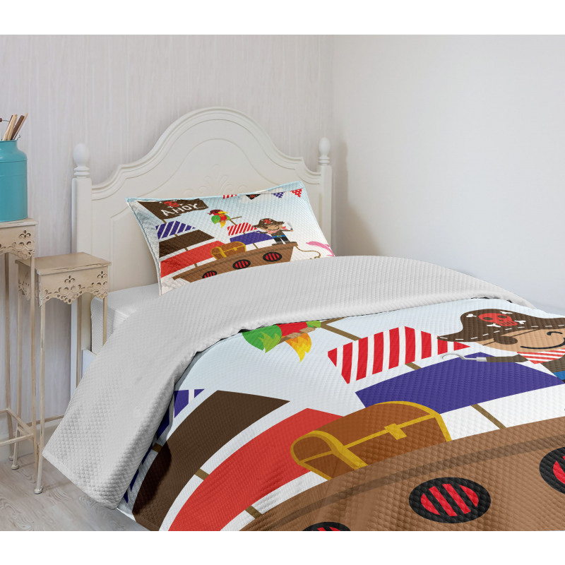 Pirate Ship Ocean Bedspread Set