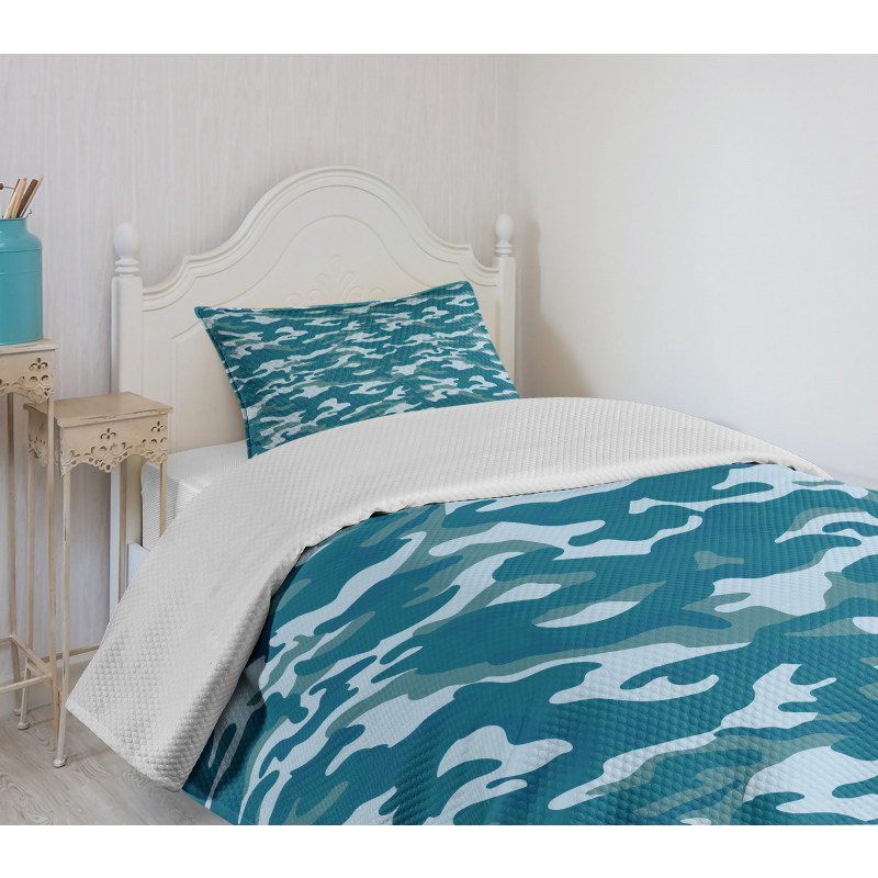 Camouflage Oceanic Colors Bedspread Set