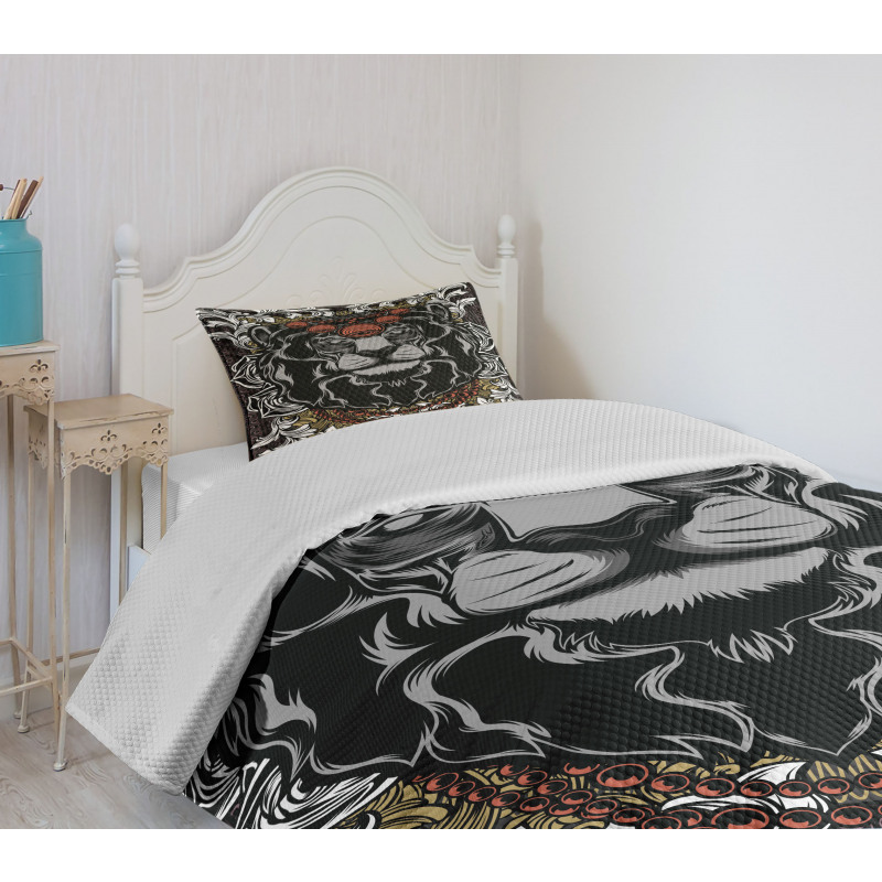 Jungle Emperor Lion Frame Bedspread Set