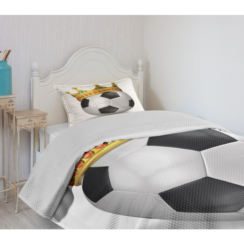 Football Soccer with Crown Bedspread Set