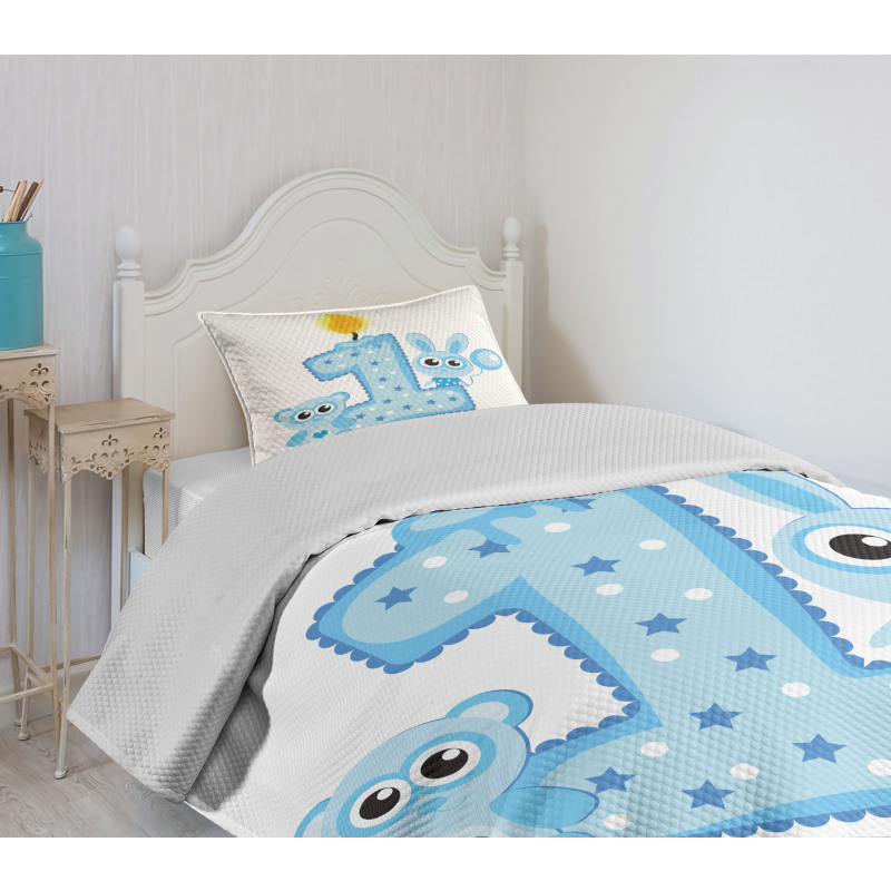 Boys Party Cake Candle Bedspread Set