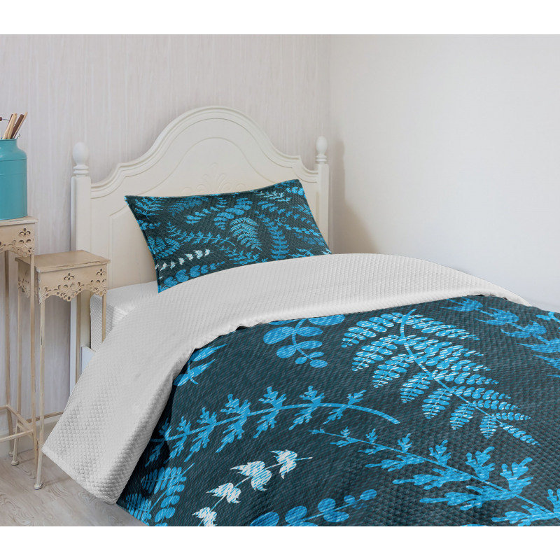 Floral Swirl Leaves Branch Bedspread Set