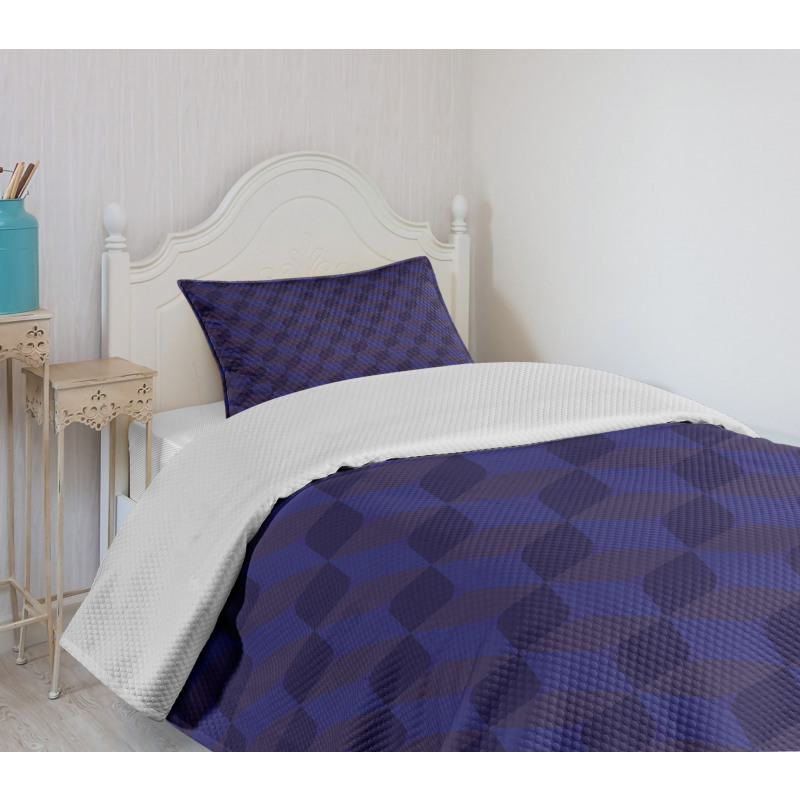 Indigo 3D Paint Cubes Bedspread Set