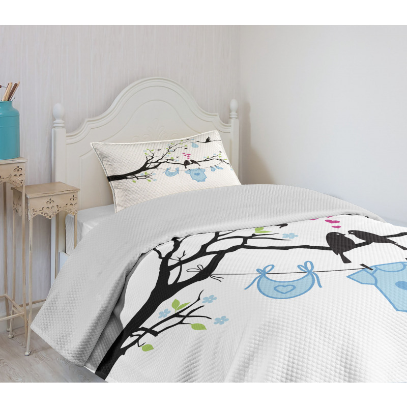 Birds Child Clothes Bedspread Set