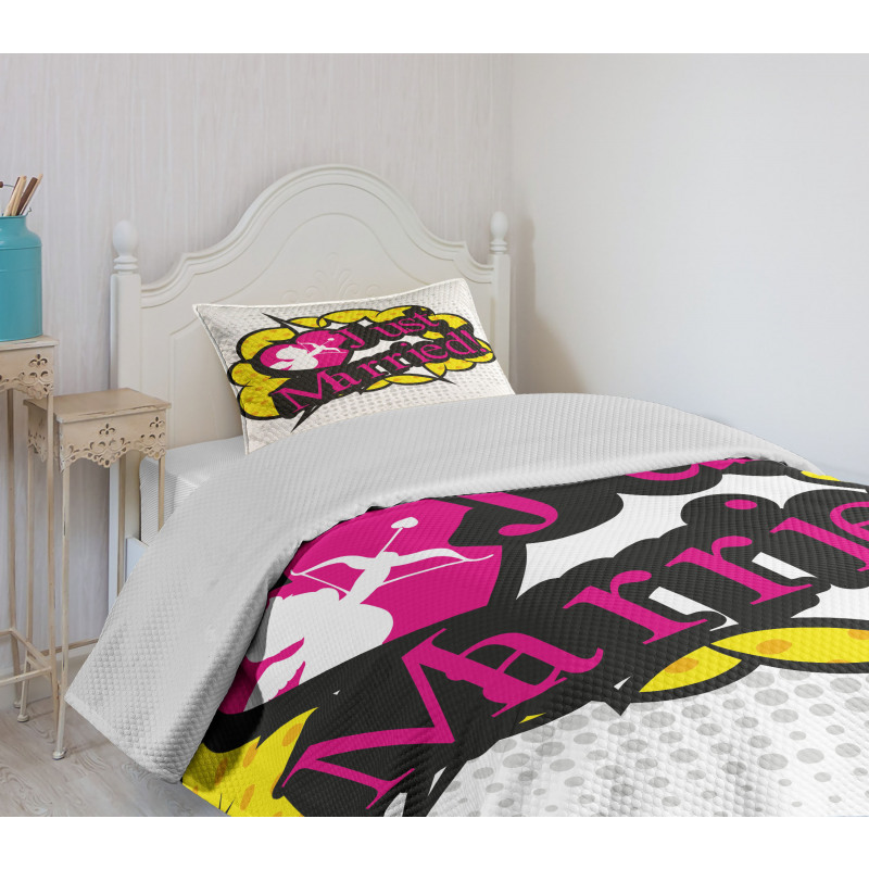 Pop Art Cupid Married Bedspread Set