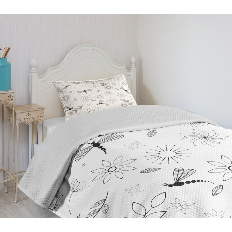 Dragonfly Floral Bedspread Set