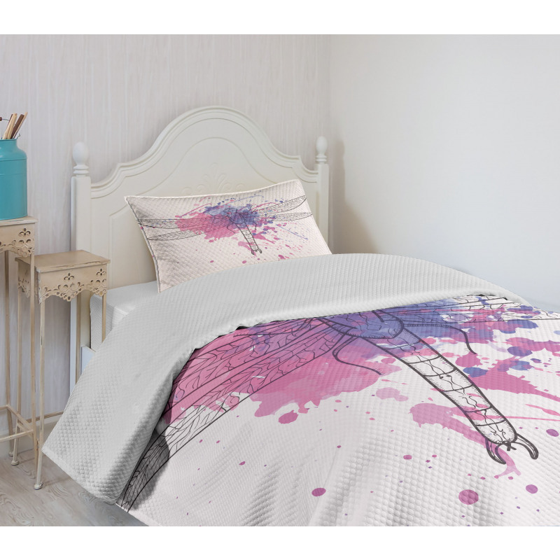 Grunge Moth Dragonfly Bedspread Set