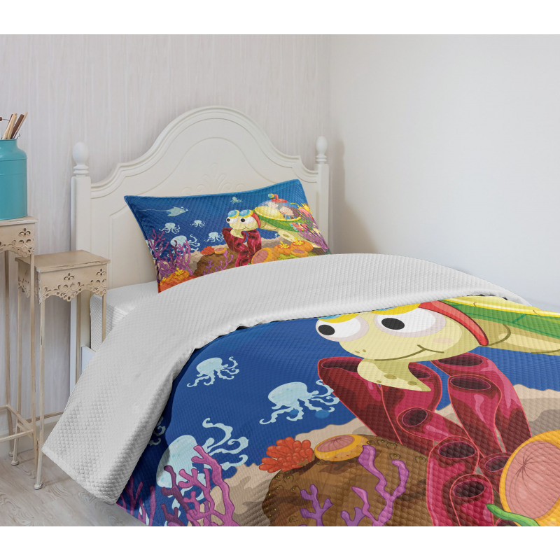 Cartoon Turtle Children Bedspread Set