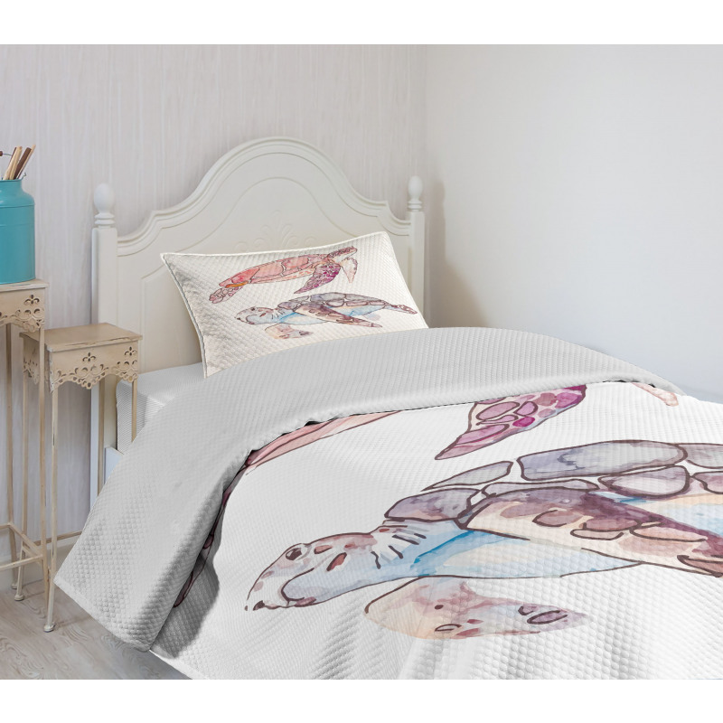 Watercolor Soft Artwork Bedspread Set