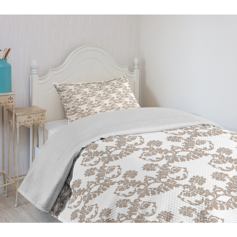 Rococo Flowers in Taupe Bedspread Set