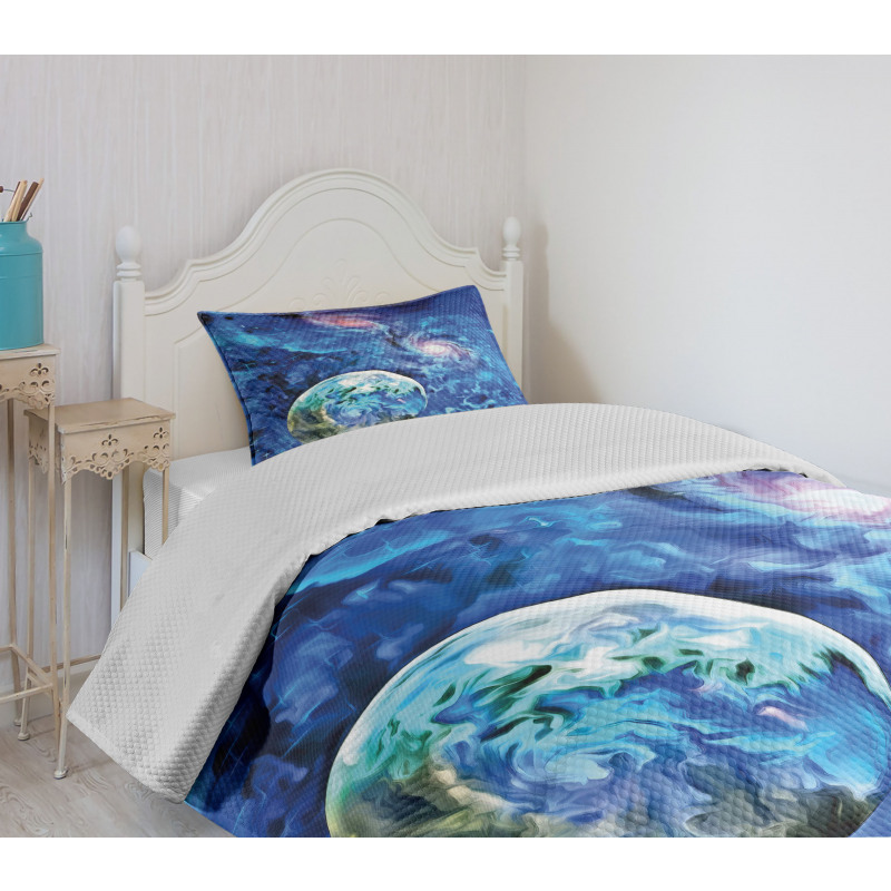 Planet Space Art Bedspread Set