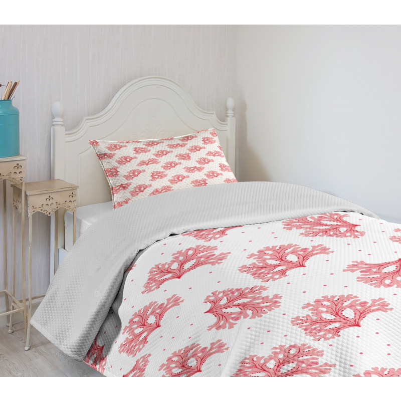 Underwater Seaweeds Dots Bedspread Set