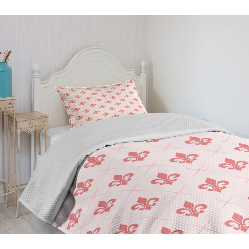 Checkered Fleur De Lis Bedspread Set