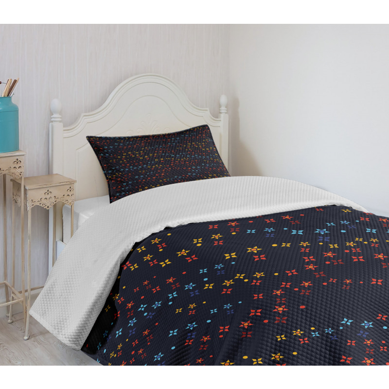 Vibrant Stars Flowers Bedspread Set