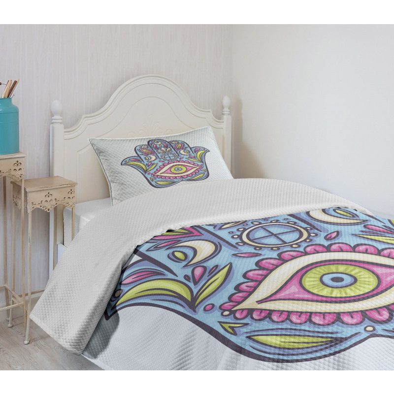 Doodle Colorful Hamsa Bedspread Set