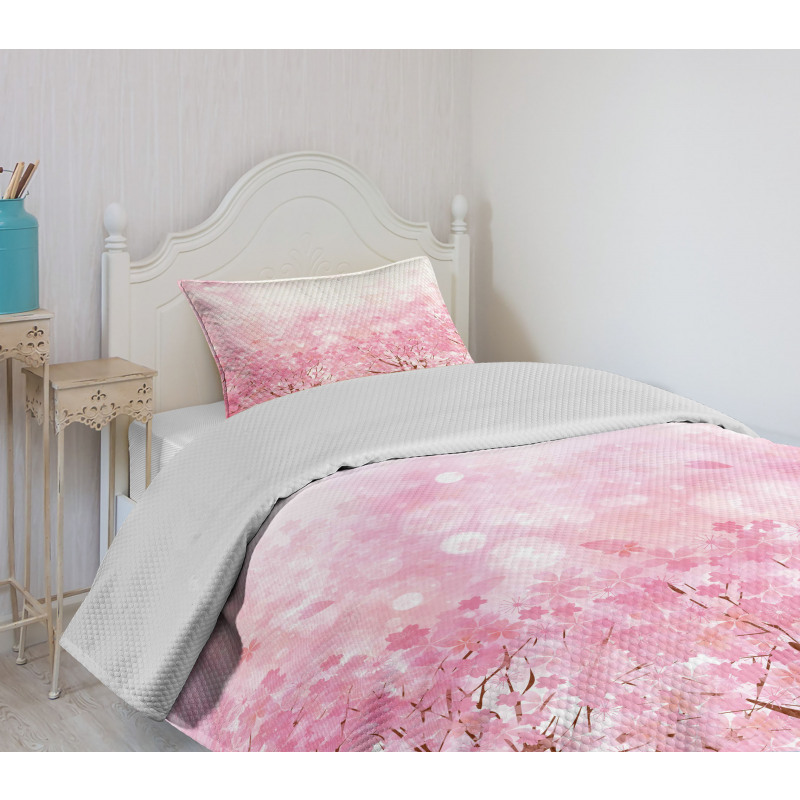 Romatic Sakura Tree Bedspread Set