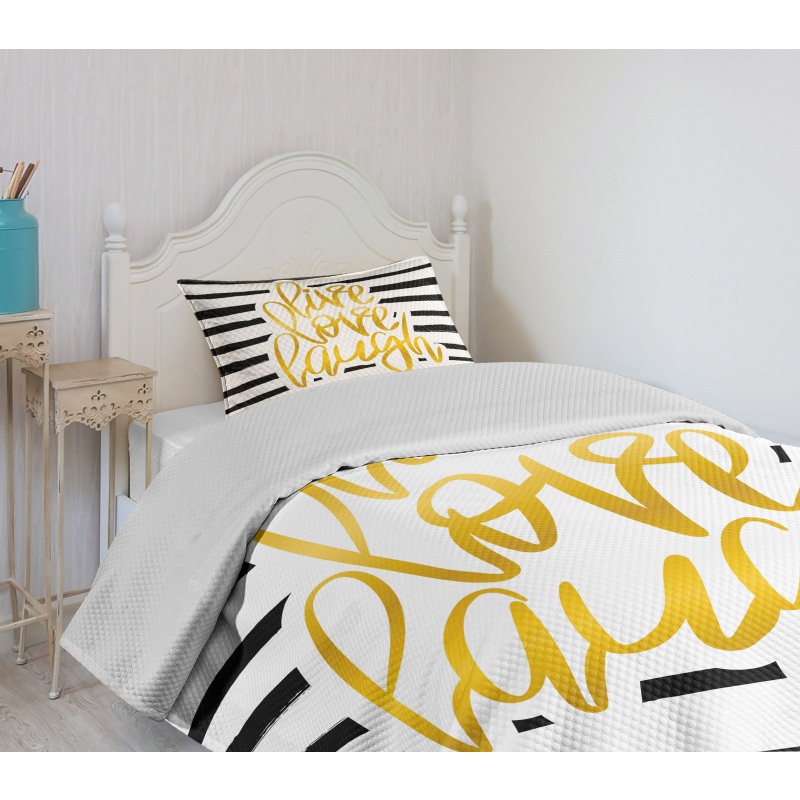 Stripes Text Bedspread Set