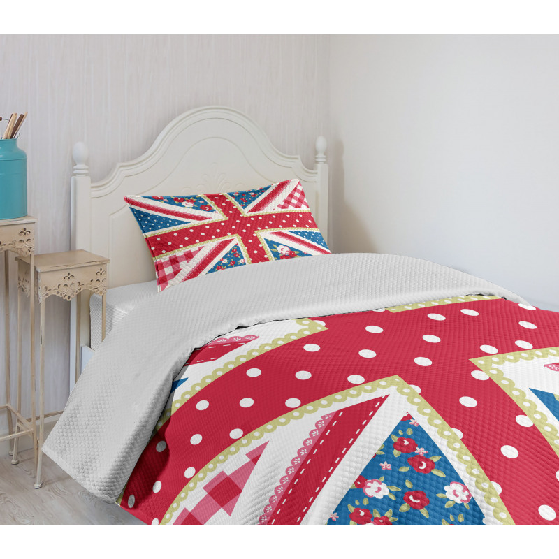 British Flag Floral Bedspread Set